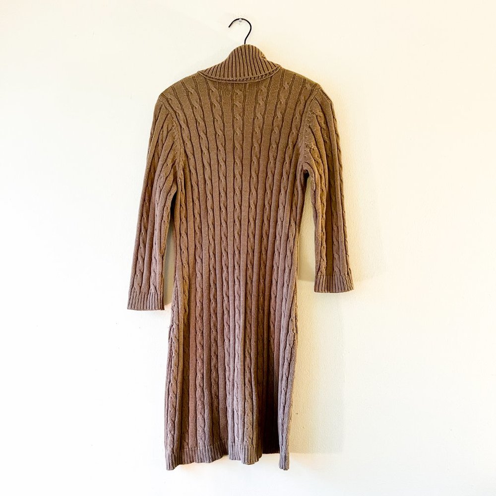Cozy Calvin Klein Cable Knit Mini Sweater Dress Chestnut Brown M - Picture 3 of 5